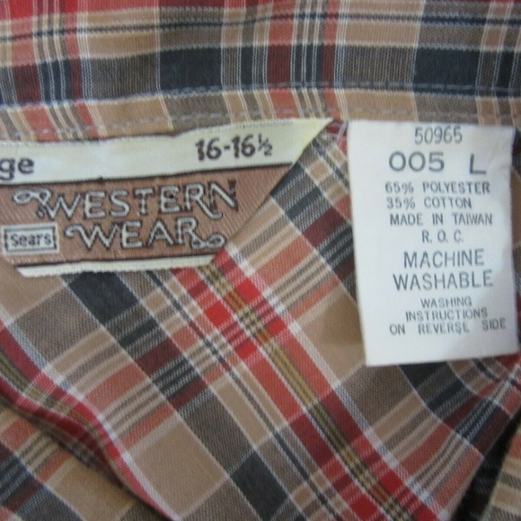 Sears Western wear men pearl snap shirt vintage L - Picture 7 of 7